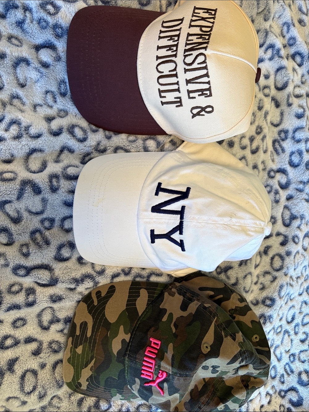 Puma camo, NY and trucker ball cap hats bundle